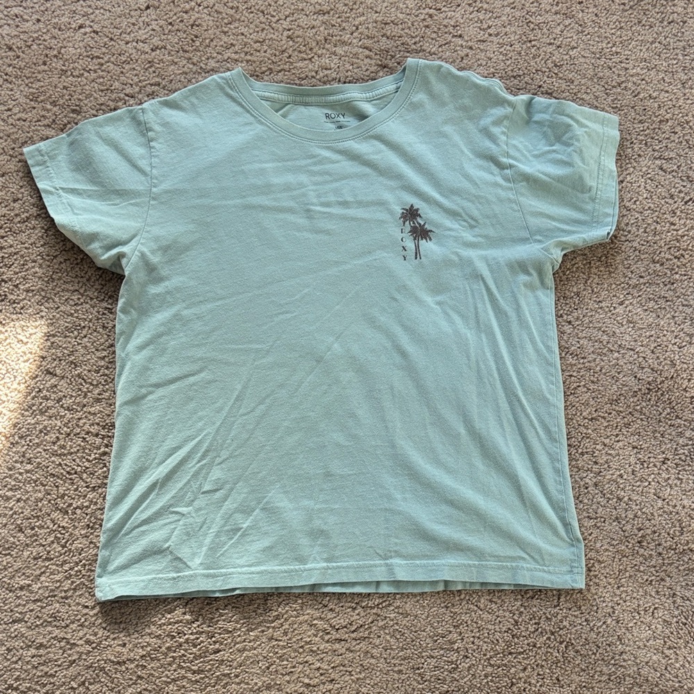 Roxy Light Green Tee with Palm Tree Accent